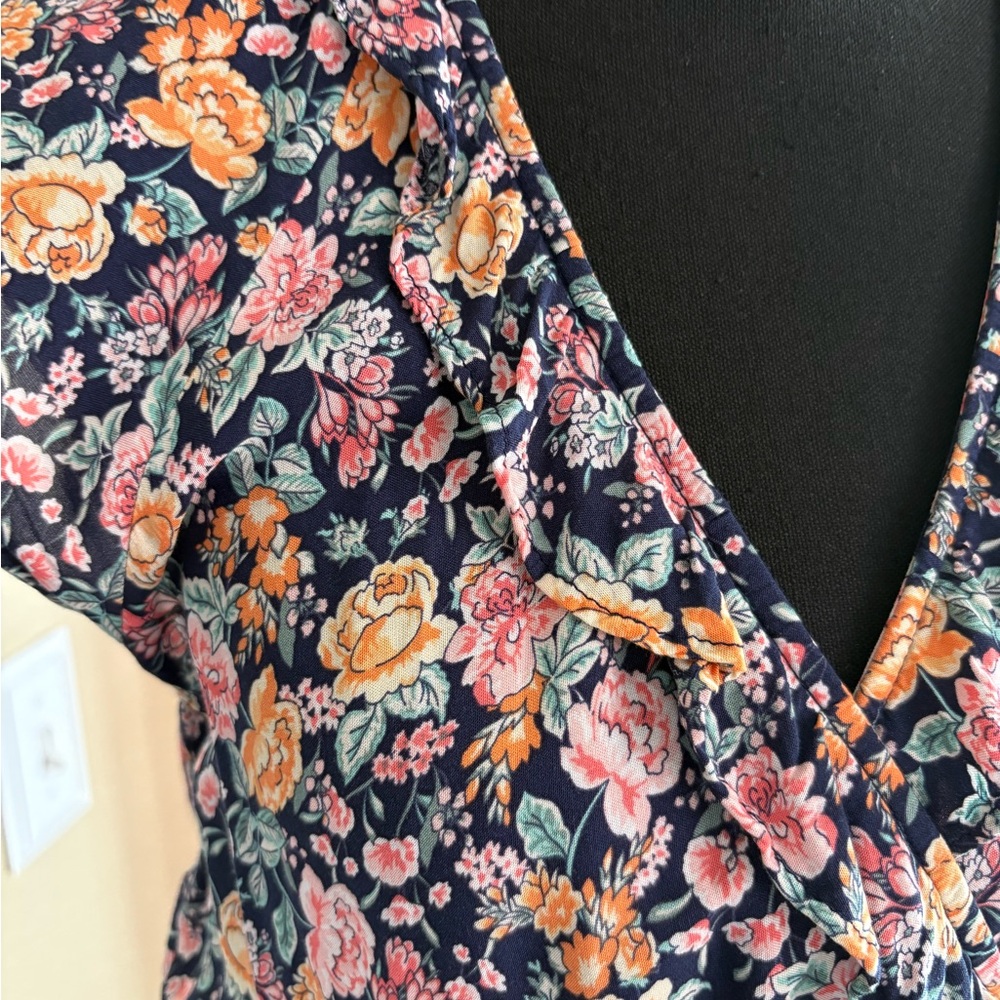 Old Navy Multicolor Floral Wrap Midi Dress - Picture 2 of 7